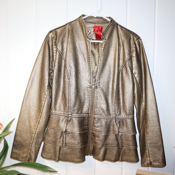 V Cristina Jackets & Coats V Cristina Gold Metallic Jacket Poshmark